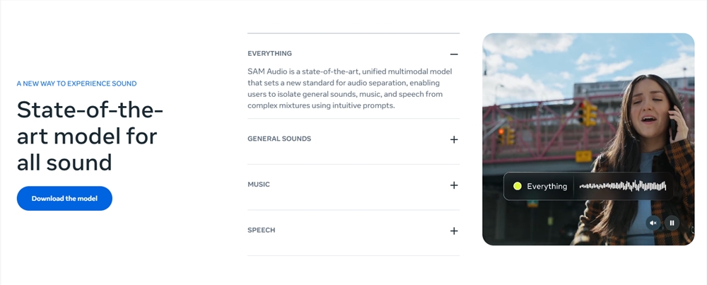 Meta发布SAM Audio支持点击分离声音