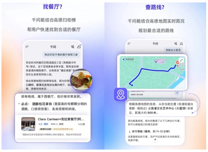千问App接入高德地图推AI顺路出行
