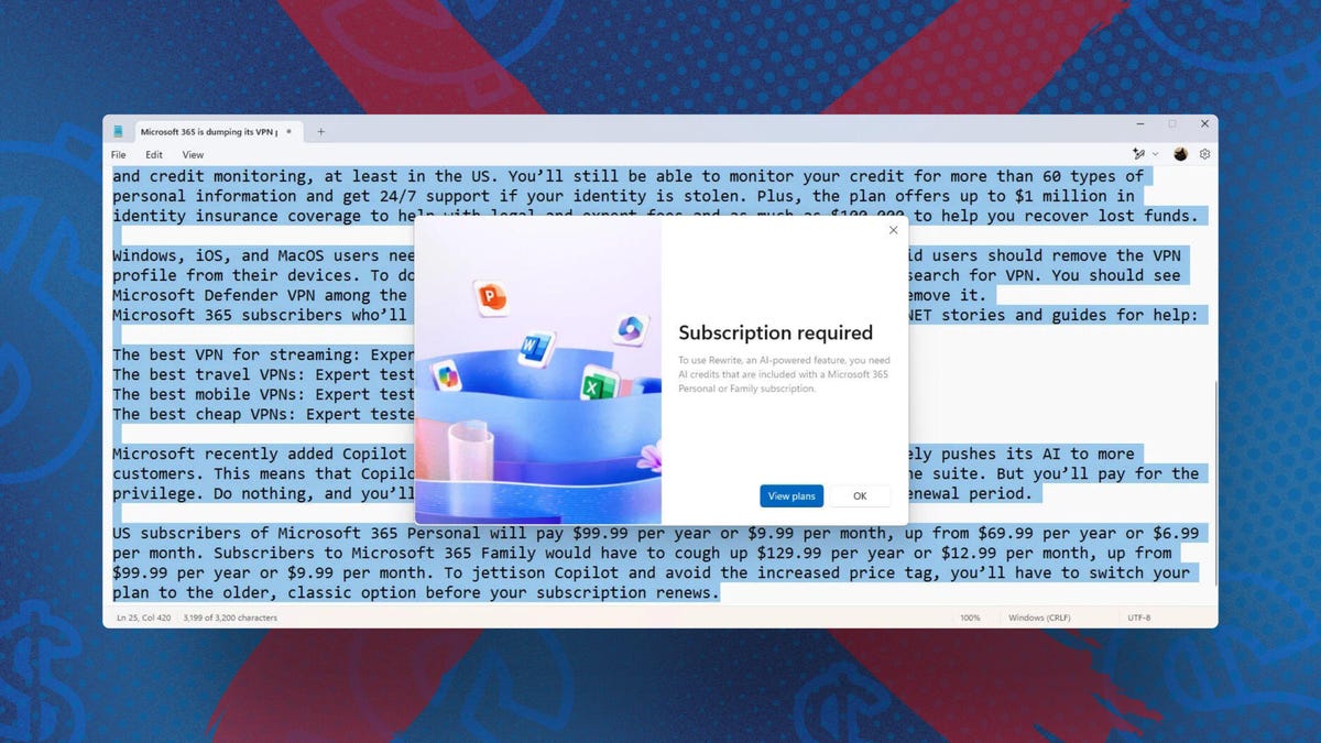 Windows 记事本和画图仍然是免费的 – 但 AI 会让您付出代价。这是多少