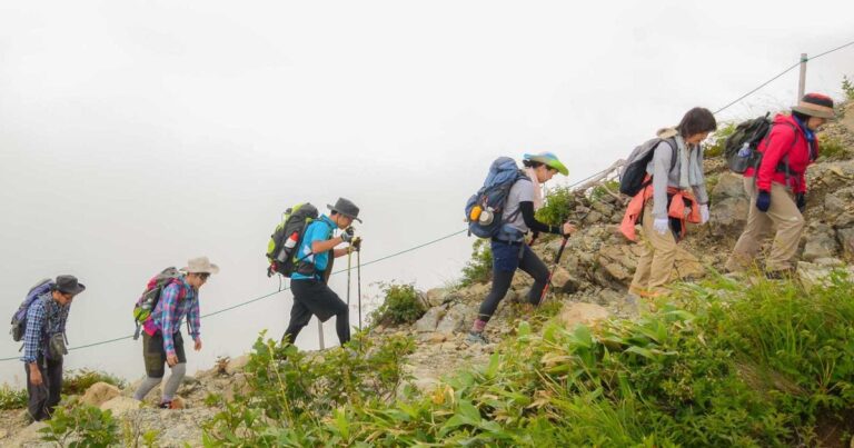 游客租用机器人腿爬山