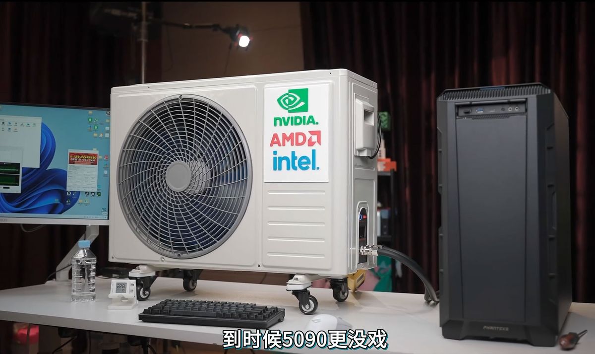 RTX 4090 液冷，配备 12,000 BTU 空调，RTX 5090 紧随其后 — GPU 以 20C 运行