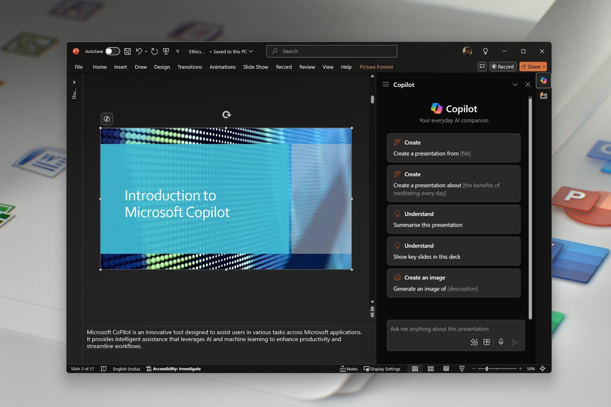 PowerPoint 中的 Copilot 如何帮助我完成每个演示文稿