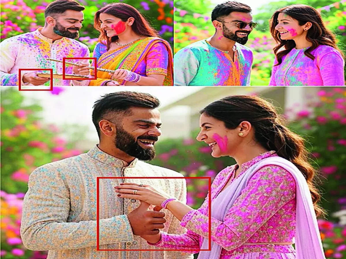 与班加罗尔镜报一起打击假新闻：显示 Virat Kohli 和 Anushka Sharma 玩胡里节的图像是 AI 生成的