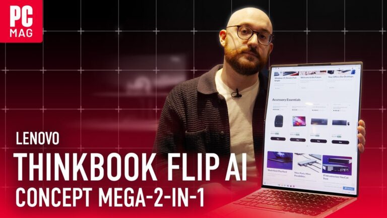 第一眼：联想 ThinkBook Flip AI 概念电脑折叠成一个超高屏幕