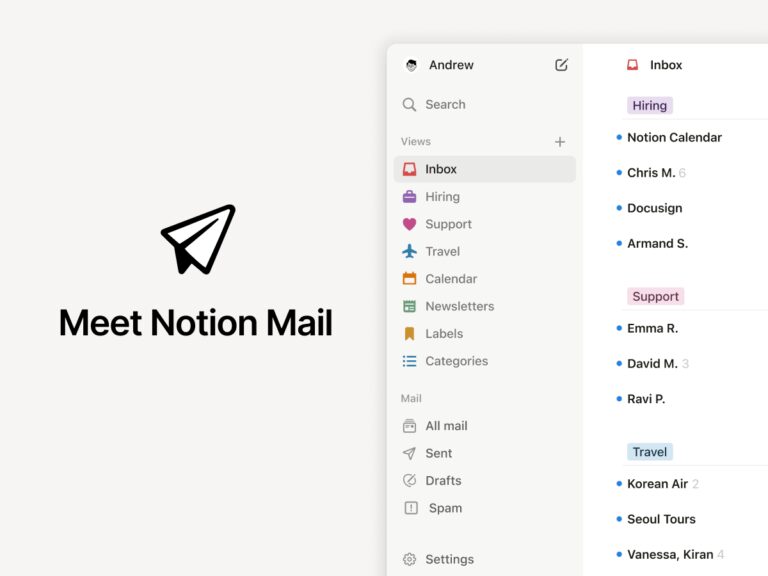 Notion 发布 AI 驱动的 Gmail 电子邮件客户端