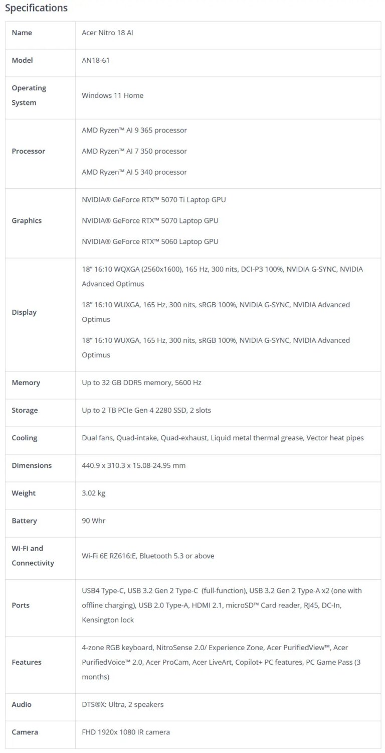 Acer 推出搭载 GeForce RTX 50 系列 GPU 的全新 Nitro 游戏 PC