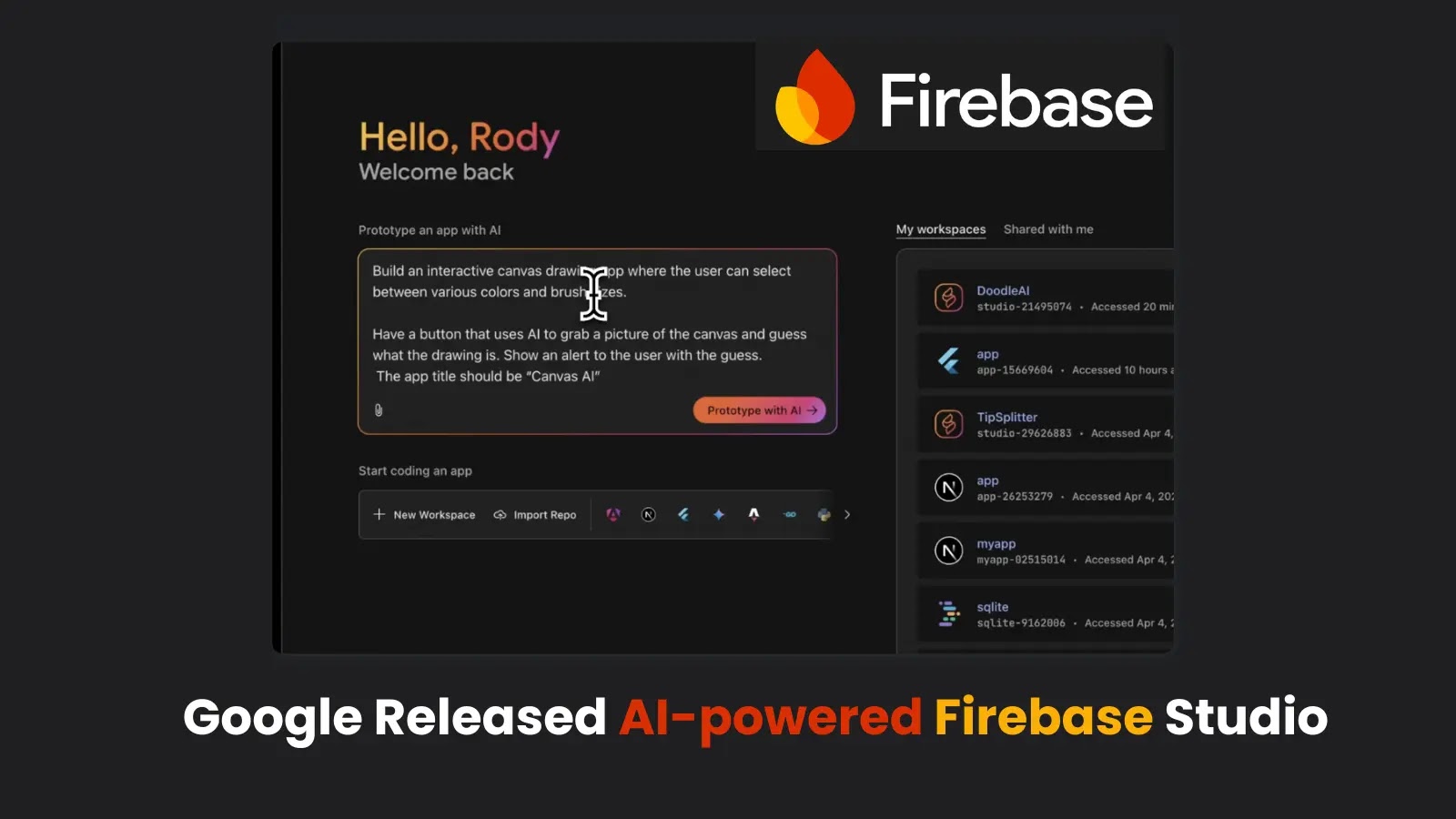 Google发布了AI驱动的Firebase Studio，以加速构建、测试和部署