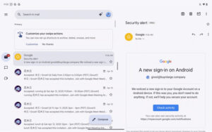 Android 平板电脑和可折叠设备上的 Gmail 现在具有可调整的布局