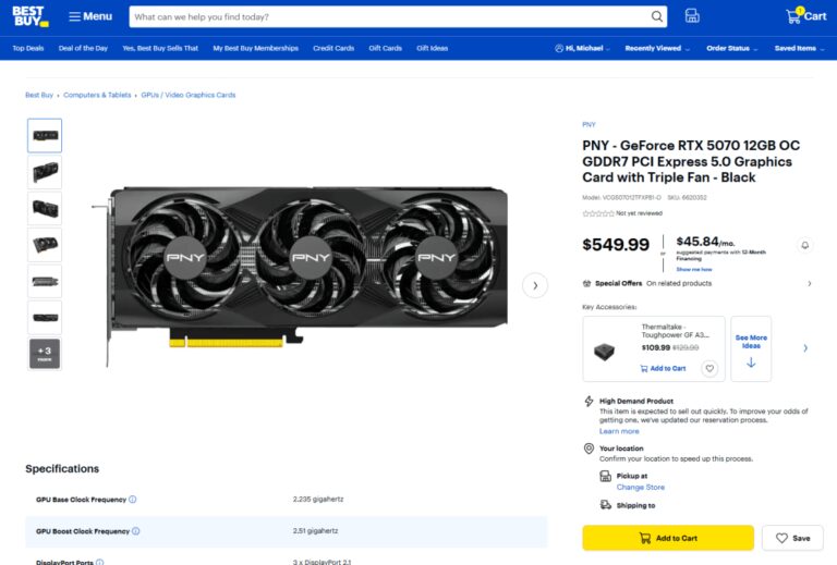 这不是演习：Rtx 5070 在 Best Buy 有库存，建议零售价