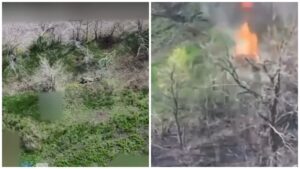 病毒战争视频显示乌克兰无人机袭击顿涅茨克的波克罗夫斯克后，俄罗斯士兵开枪、爆炸后挥舞白旗 |看