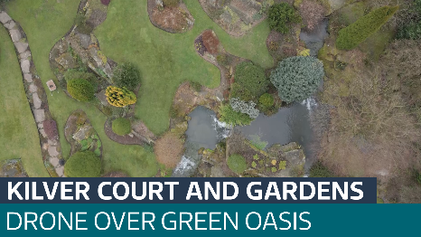 无人机拍摄 Kilver Court 和 Gardens