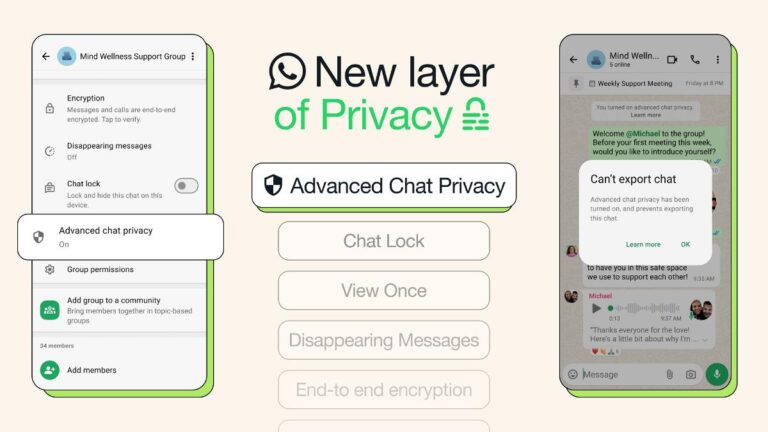WhatsApp 推出 Advanced Chat Privacy 以提高用户安全性