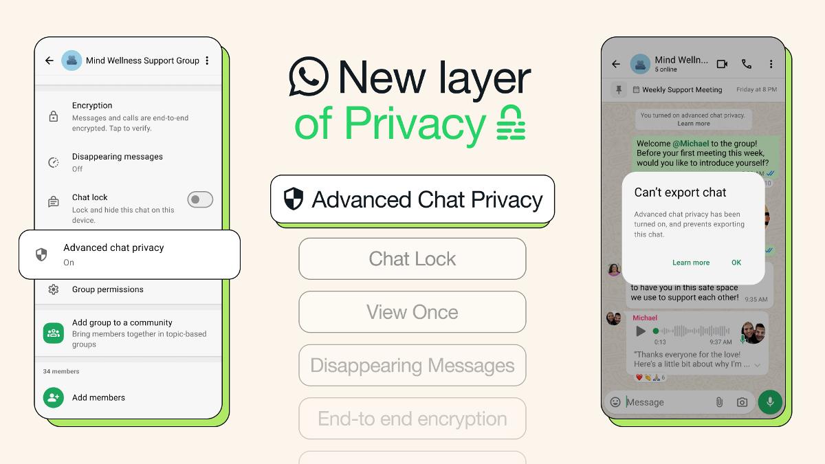 WhatsApp 推出 Advanced Chat Privacy 以提高用户安全性