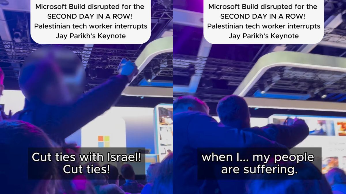 巴勒斯坦科技人在Microsoft主题演讲中与印度裔Jay Parikh对峙：“你怎么敢在…的时候谈论AI。