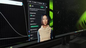 我看到了 Nvidia 由 Rtx 提供支持的 AI 化身的运行情况，这个数字人机界面很有幽默感