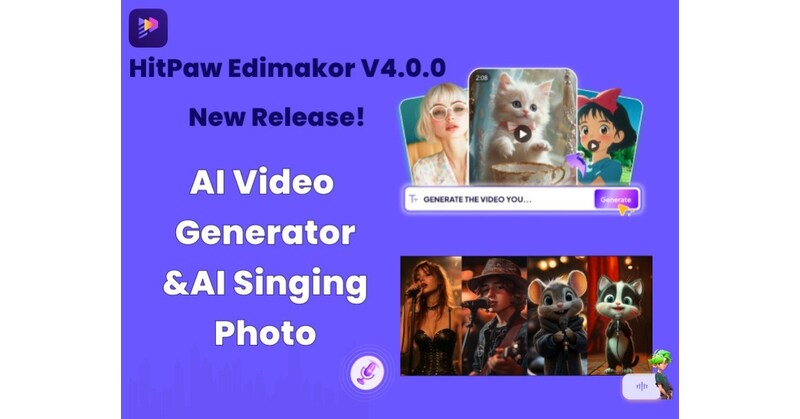 Edimakor V4.0.0 推出 AI 唱歌照片和 AI 动画
