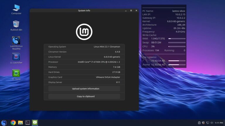 LastOS 在 Linux Mint 上抨击霓虹灯漆，让您敢于 运行 Photoshop