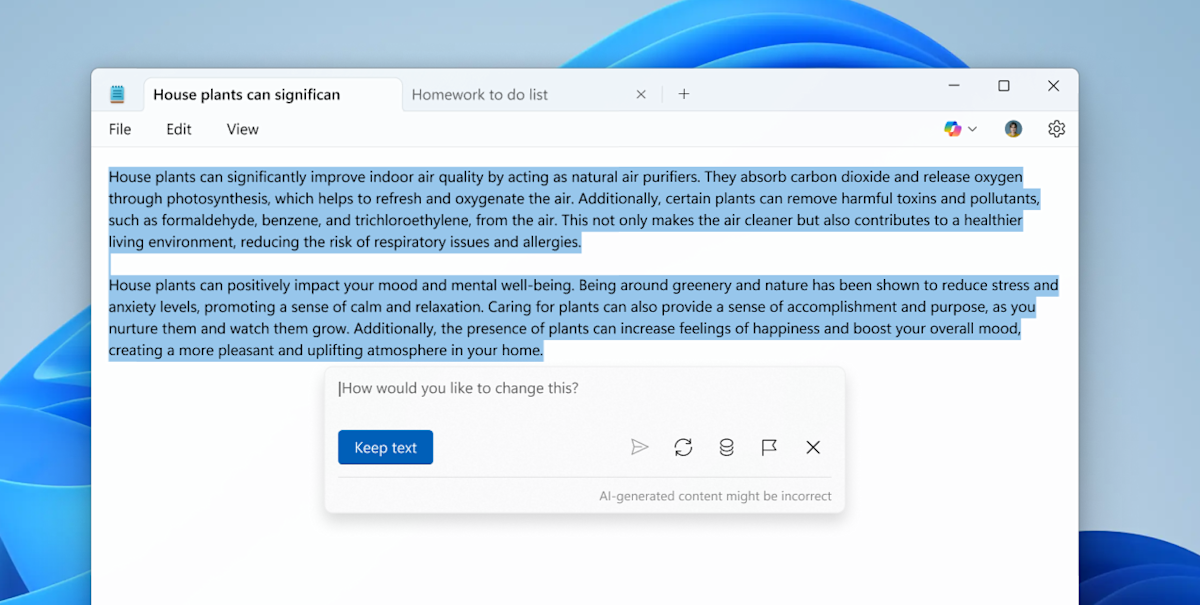 Microsoft 记事本的最新 AI 技巧为您制作自定义文本