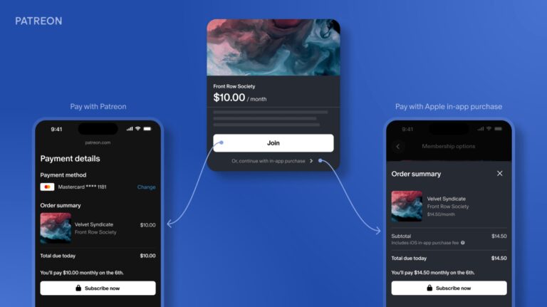 在美国 App Store 变更后，Patreon 的应用现在可以接受网络支付