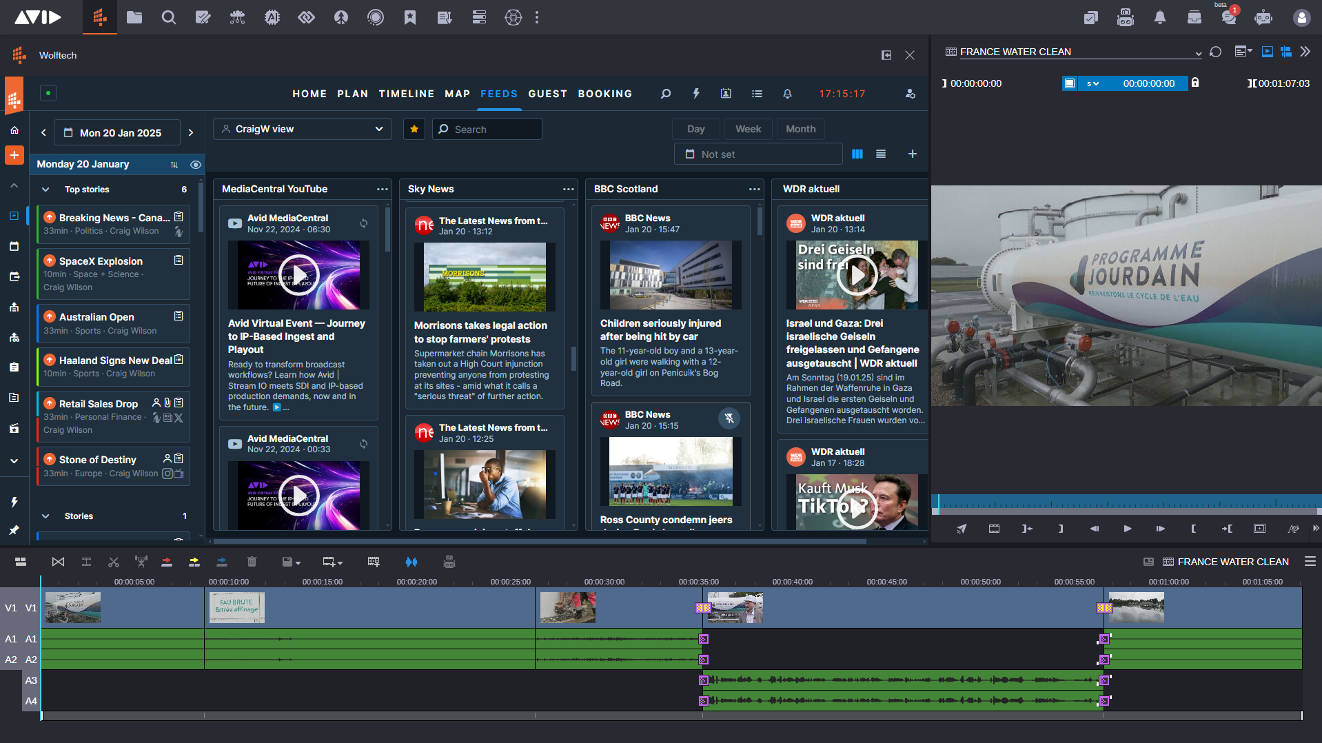 Avid 将 Wolftech News 与 MediaCentral 集成