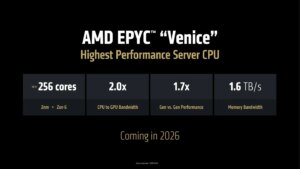 AMD EPYC Venice 服务器处理器：高达 256 个 Zen 6 内核和 70% 的性能提升