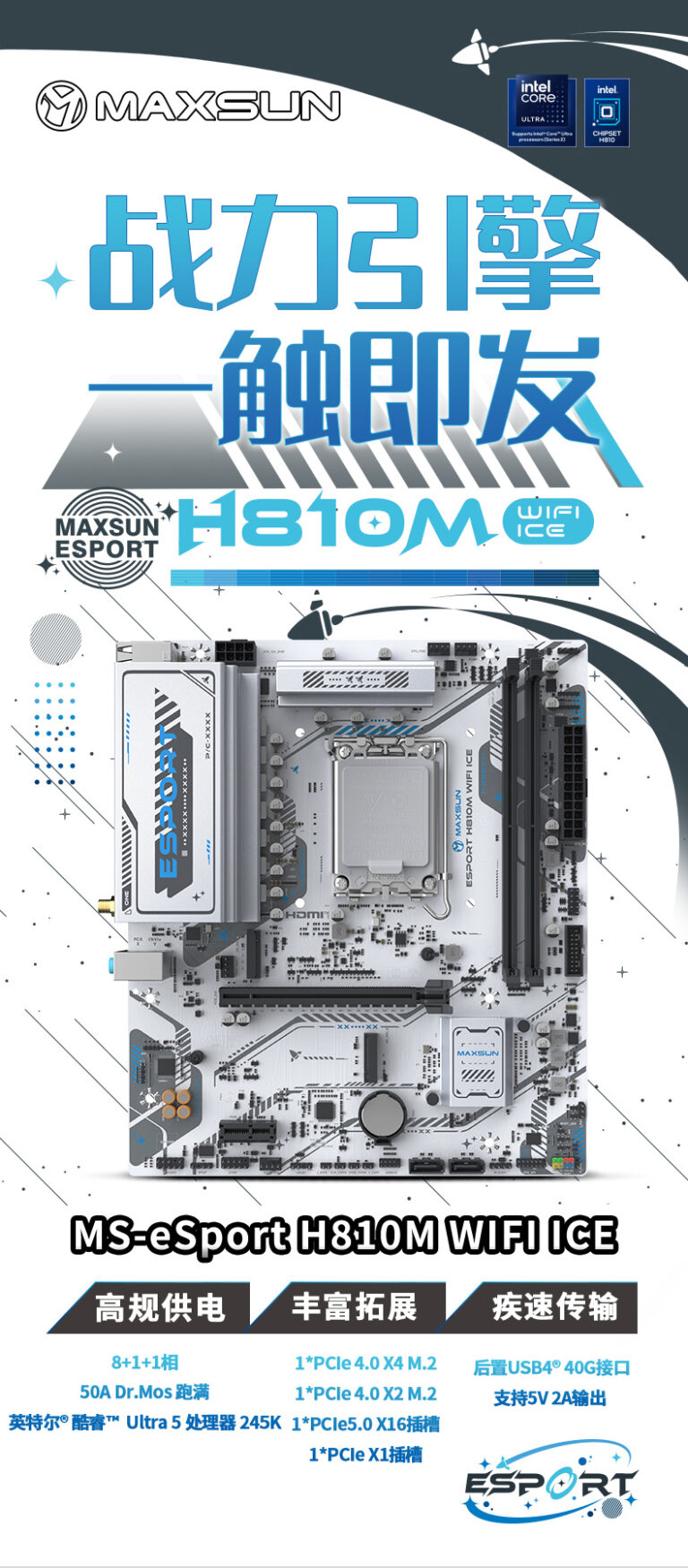 铭瑄推出支持USB4的MS-eSport H810M WIFI ICE主板