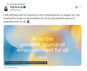 Fidji Simo 担任OpenAI新部门CEO 探索AI生活应用潜力