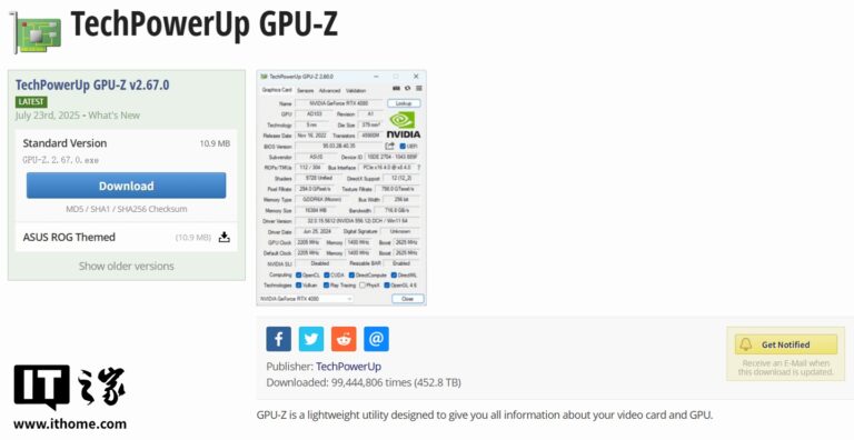 GPU-Z更新至v2.67 支持多款新显卡