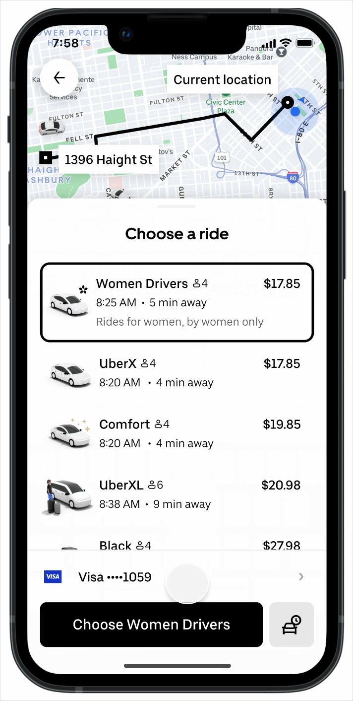 Uber在美国试点新服务：女性乘客可选女性司机
