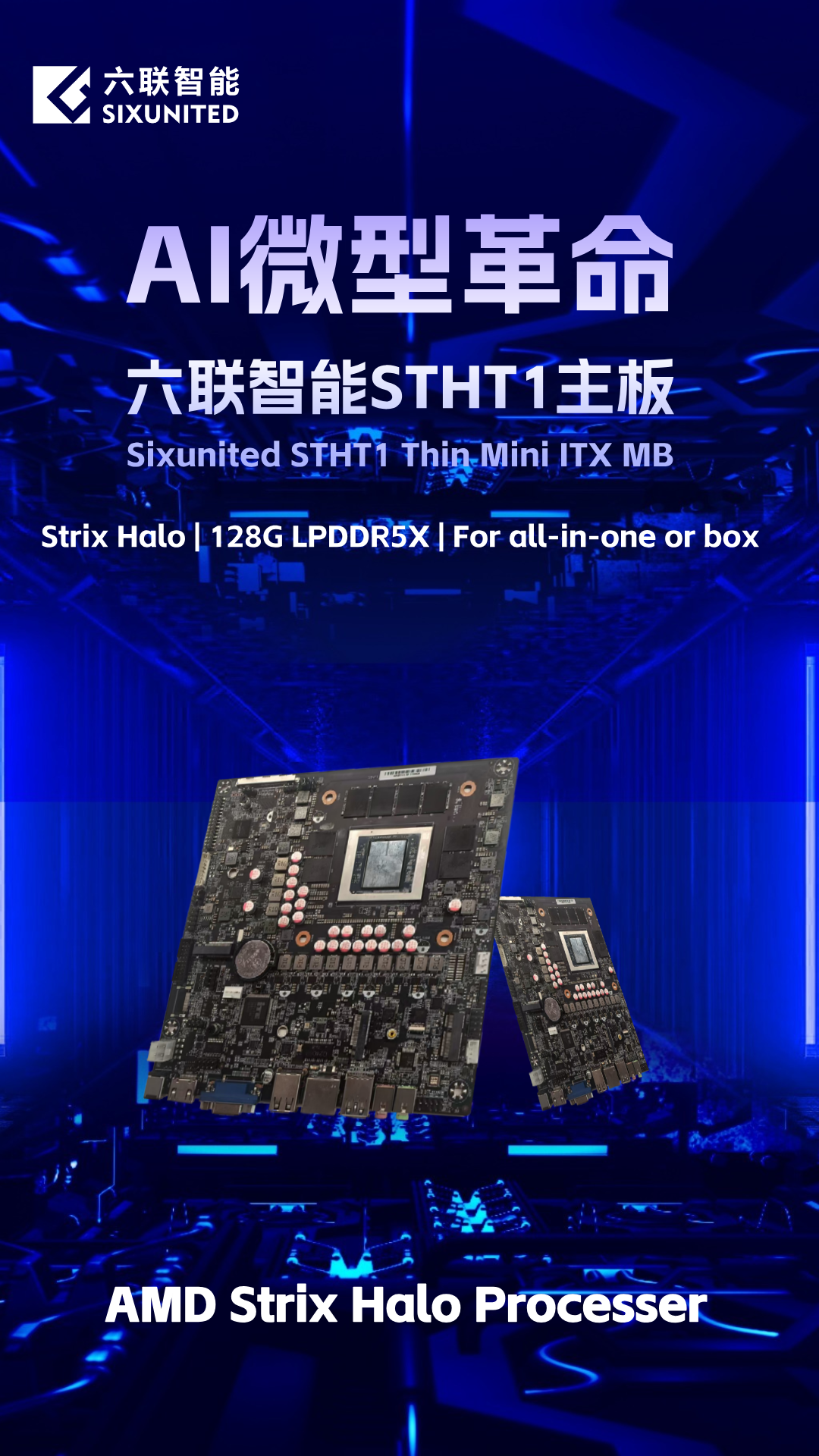 六联智能发布AMD“Strix Halo”迷你主板 内存集成设计