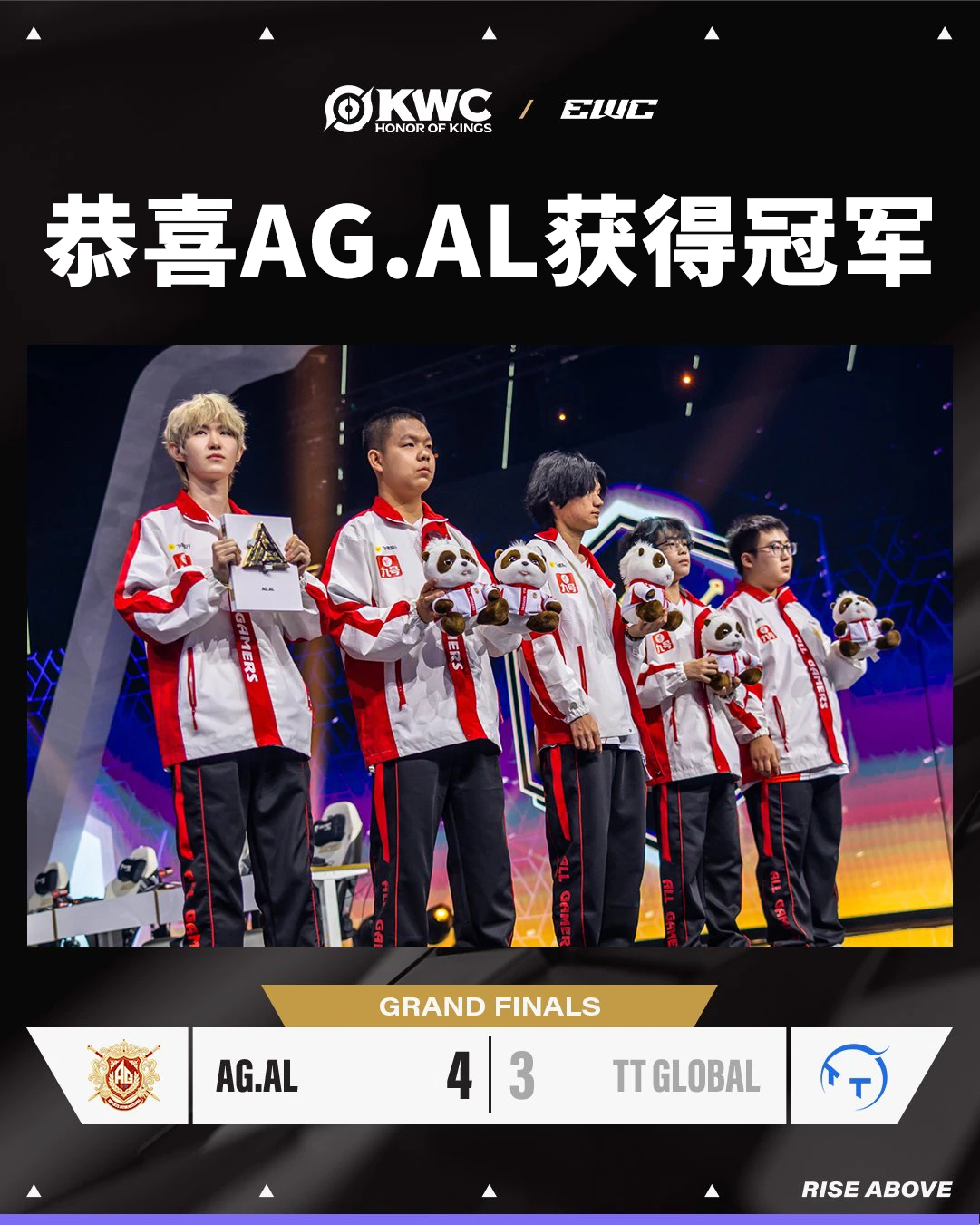 AG.AL 43 战胜 TT Global 夺冠 2025 电竞世界杯《王者荣耀》