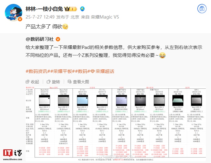 荣耀中国区副总：平板产品线需精简