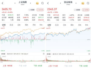 A股三大指数震荡上扬 沪指突破3600点 超4300股上涨