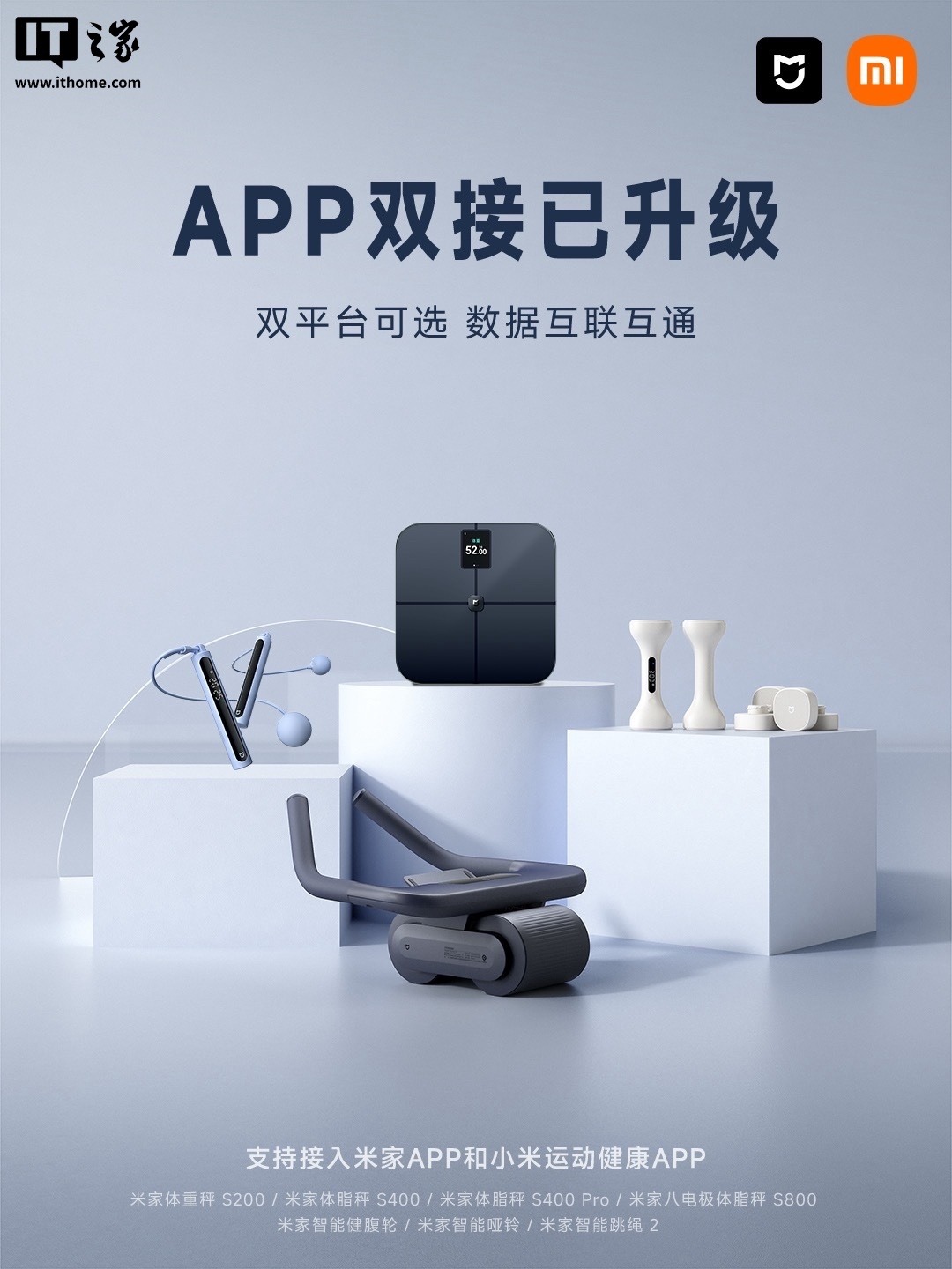 小米米家健康产品升级 双平台接入体脂秤智能哑铃等