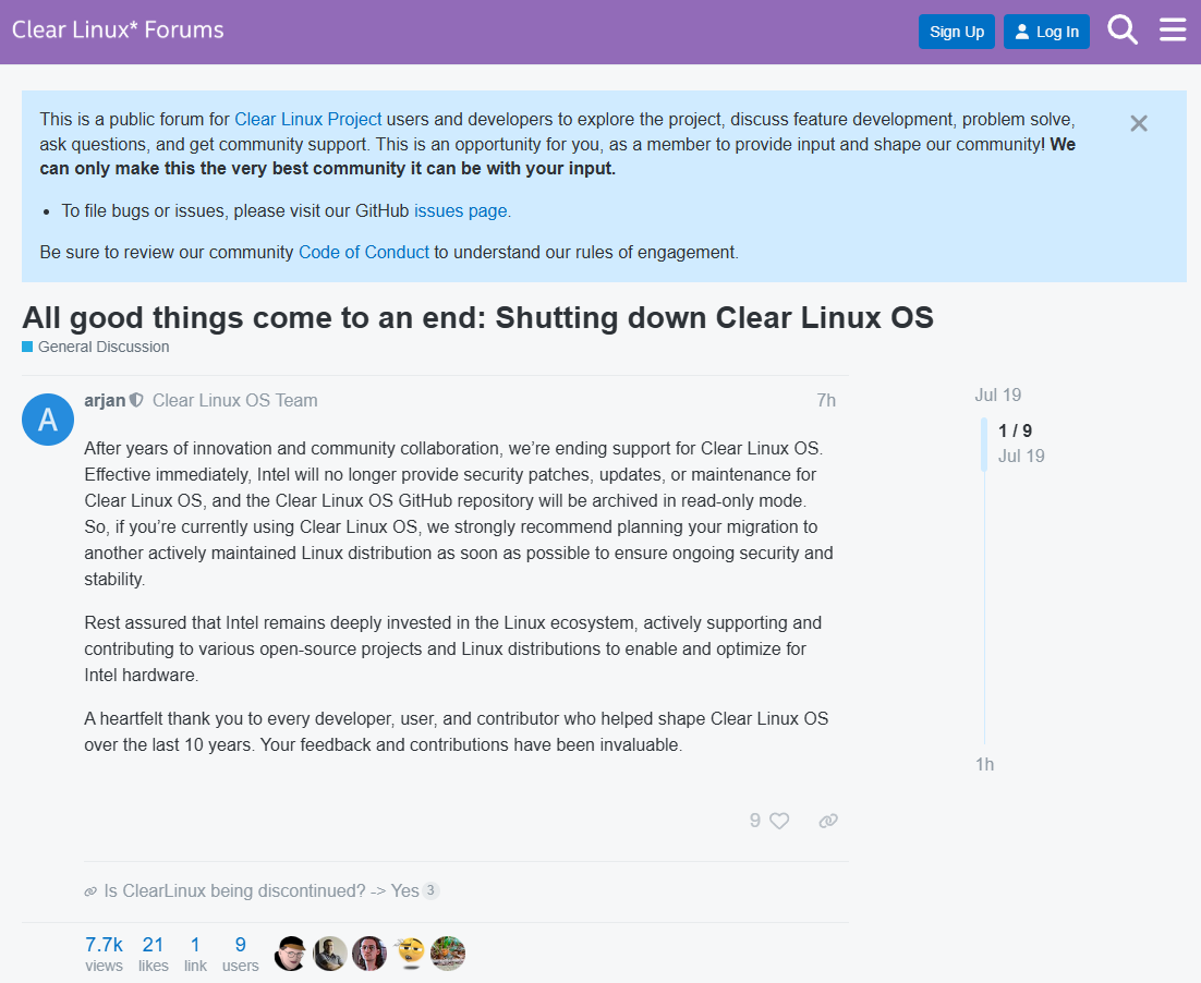 英特尔终止开发Clear Linux OS 发行版以降本增效