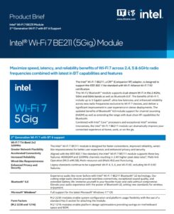 英特尔发布第二代Wi-Fi 7无线网卡 支持蓝牙6.0