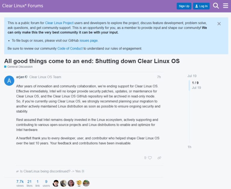 英特尔终止开发Clear Linux OS