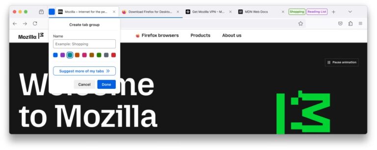Firefox 141 发布：AI 智能分组标签页，首度支持 WebGPU