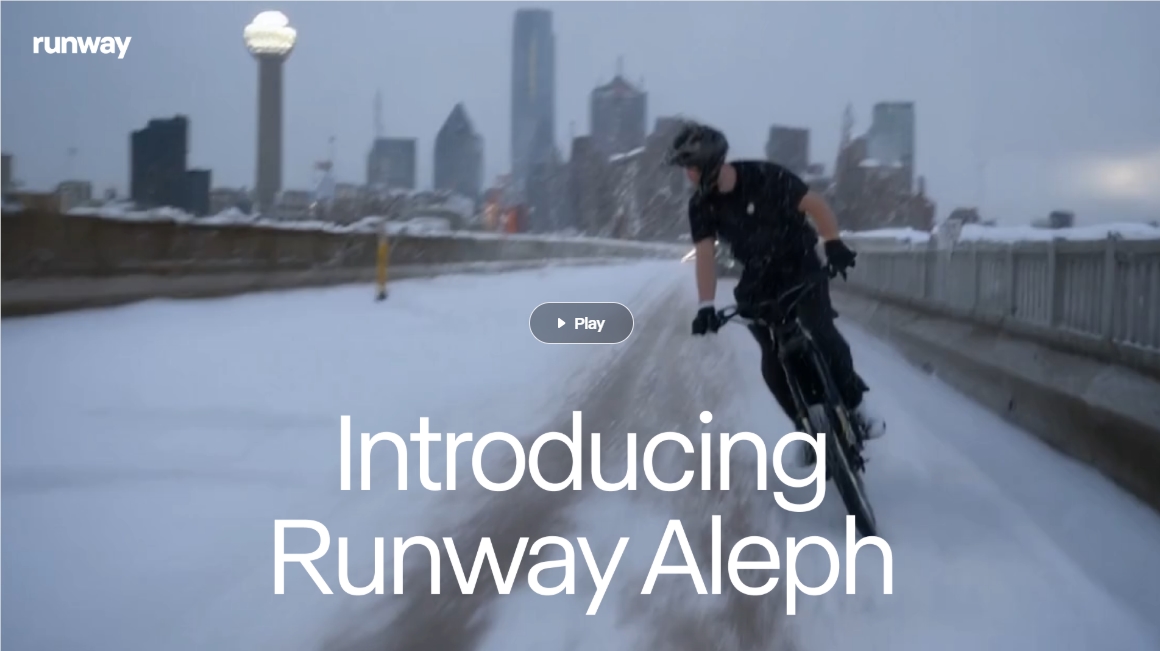 Runway发布新视频编辑工具Aleph 一键变换场景去反光