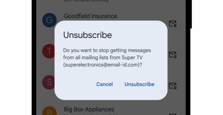 Gmail 的新选项卡用于取消订阅电子邮件