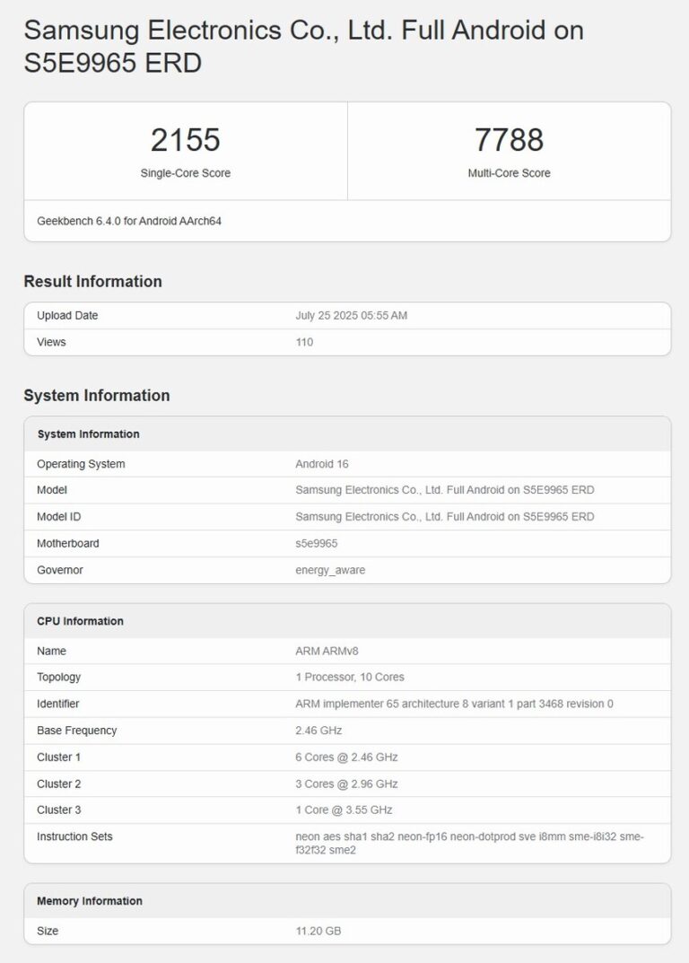 三星Exynos 2600处理器现身：10核CPU搭配Xclipse 960 GPU