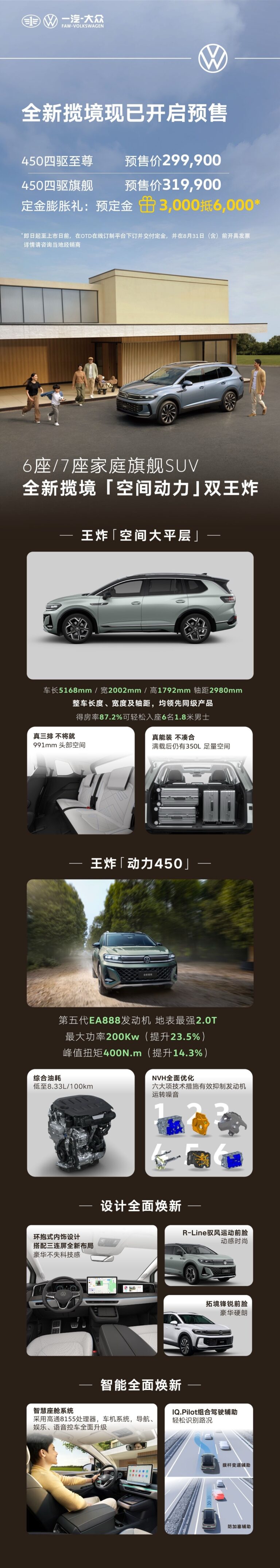 一汽-大众全新揽境开启预售 全系四驱售价29.99万起