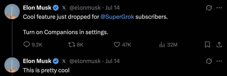 马斯克AI女友上线首日火爆 全球宅男争相充值