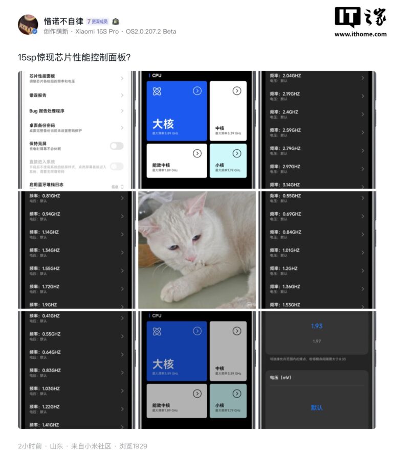 小米15S Pro将推芯片性能面板 用户可手动调频压