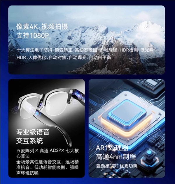 中国电信发布天翼AI智能眼镜：1999元 支持拍照和语音互动