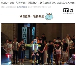 世界首台机器人“交警”现身外滩 上海警方：仍在训练中