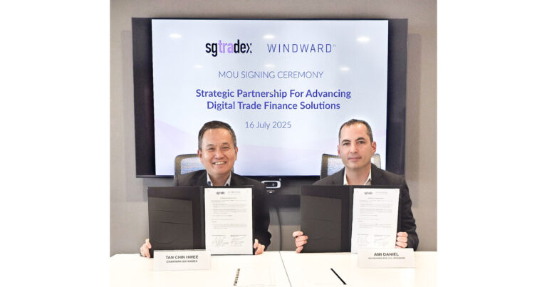 Windward 与 SGTraDex 签署战略合作伙伴关系，共同推进数字贸易融资解决方案