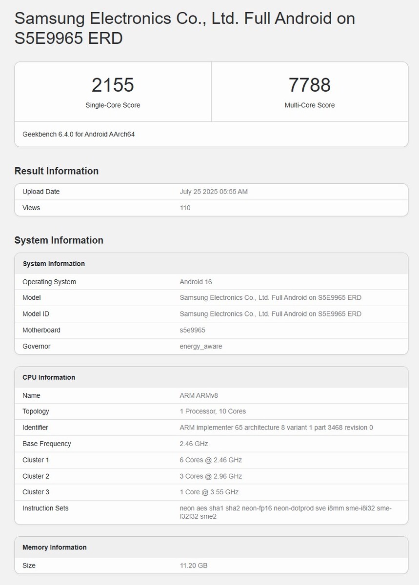 三星Exynos 2600跑分曝光：10核CPU搭配Xclipse 960 GPU