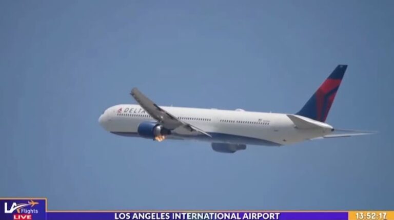 达美航空767客机起飞后引擎起火 紧急返航洛杉矶