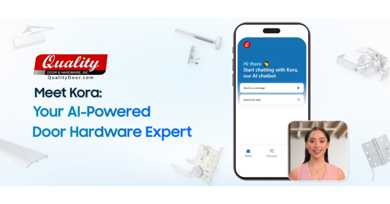 QualityDoor.com 推出 Kora：全球首家 AI 驱动的商用门五金专家